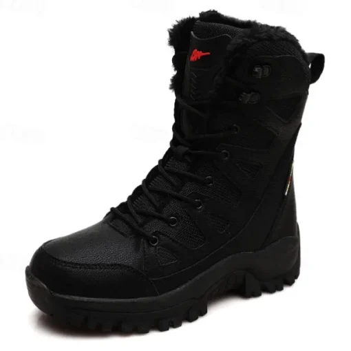 Men's Winter Tactical Boots – Warm Faux Fur Lined, Waterproof High Top Snow Boots with Anti-Slip Sole, Ideal for Outdoor Hiking and Cold Weather