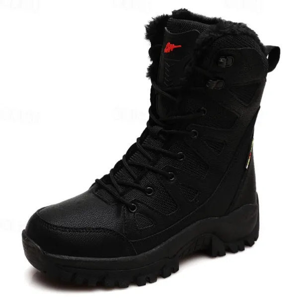 Men's Winter Tactical Boots – Warm Faux Fur Lined, Waterproof High Top Snow Boots with Anti-Slip Sole, Ideal for Outdoor Hiking and Cold Weather