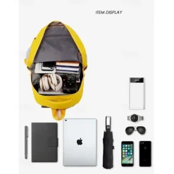 Men's Women's Backpack School Bag Bookbag Functional Backpack School Backpack Bookbag School Outdoor Camping & Hiking Polyester Nylon Adjustable Large Capacity Waterproof Zipper Black Yellow Light