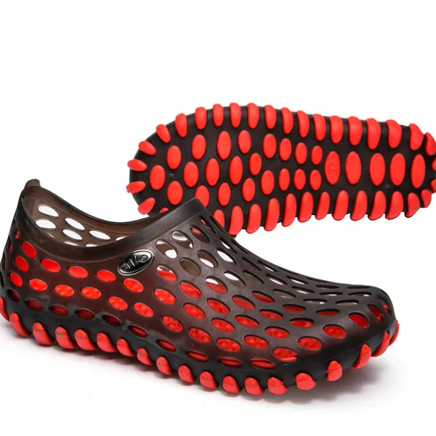 Men's Women's Black and Blue Barefoot Perforated Slip-On Water Shoes with Rubber Sole for Comfortable Beach and Water Activities