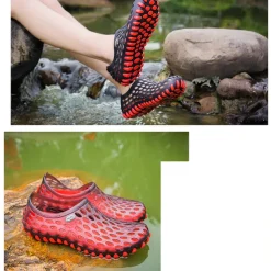 Men's Women's Black and Blue Barefoot Perforated Slip-On Water Shoes with Rubber Sole for Comfortable Beach and Water Activities