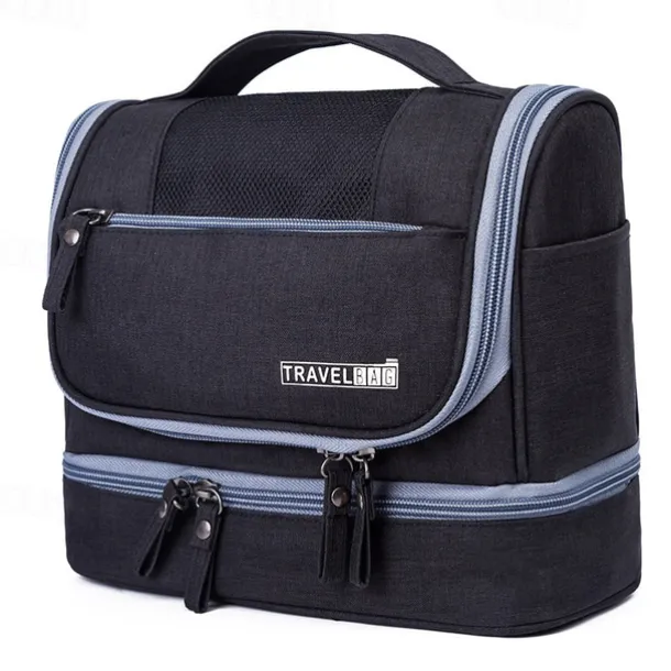 Men's Women's Handbag Makeup Bag Cosmetic Bag Polyester Oxford Cloth Holiday Beach Travel Zipper Large Capacity Waterproof Breathable Solid Color Blue Dark Blue Grey