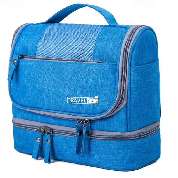 Men's Women's Handbag Makeup Bag Cosmetic Bag Polyester Oxford Cloth Holiday Beach Travel Zipper Large Capacity Waterproof Breathable Solid Color Blue Dark Blue Grey