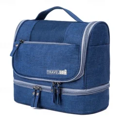Men's Women's Handbag Makeup Bag Cosmetic Bag Polyester Oxford Cloth Holiday Beach Travel Zipper Large Capacity Waterproof Breathable Solid Color Blue Dark Blue Grey