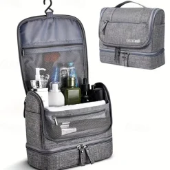 Men's Women's Handbag Makeup Bag Cosmetic Bag Polyester Oxford Cloth Holiday Beach Travel Zipper Large Capacity Waterproof Breathable Solid Color Blue Dark Blue Grey