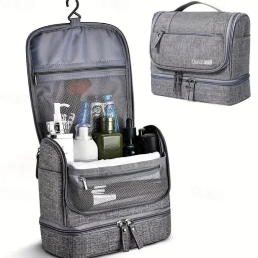 Men's Women's Handbag Makeup Bag Cosmetic Bag Polyester Oxford Cloth Holiday Beach Travel Zipper Large Capacity Waterproof Breathable Solid Color Blue Dark Blue Grey