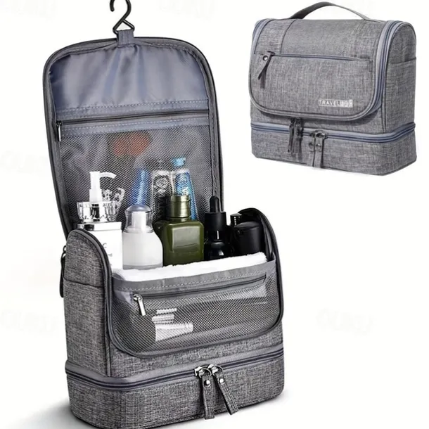 Men's Women's Handbag Makeup Bag Cosmetic Bag Polyester Oxford Cloth Holiday Beach Travel Zipper Large Capacity Waterproof Breathable Solid Color Blue Dark Blue Grey
