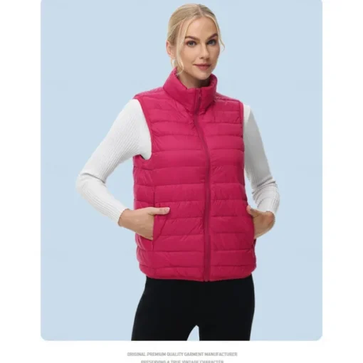 Men's Women's Hiking Vest Sleeveless Top Outdoor Thermal Warm Portable Ultra Light (UL) Winter Pocket Down Light Yellow Dark Grey Dark Pink Work Traveling Winter Sports