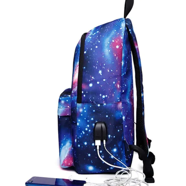 Men's Women's Kid's Backpack School Bag Bookbag 3D Print Functional Backpack Daily Galaxy 3D Print Canvas Large Capacity Waterproof Zipper Blue Light Purple Fuchsia