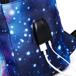 Men's Women's Kid's Backpack School Bag Bookbag 3D Print Functional Backpack Daily Galaxy 3D Print Canvas Large Capacity Waterproof Zipper Blue Light Purple Fuchsia