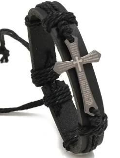 Men's Women's Leather Bracelet Classic Vintage Theme Crucifix Fashion Simple Leather Bracelet Jewelry Black / Brown For Daily Holiday Festival