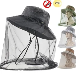 Men's Women's Sun Hat Hiking Hat Mosquito Head Net Hat 1 pcs Summer Outdoor Portable Anti-Mosquito Anti-Eradiation Comfortable Patchwork Polyester Army Green Khaki Dark Gray for Fishing