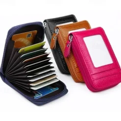 Men's Women's Wallet Credit Card Holder Wallet PU Leather Outdoor Shopping Daily Zipper Large Capacity Lightweight Durable Solid Color Black Red Navy Blue