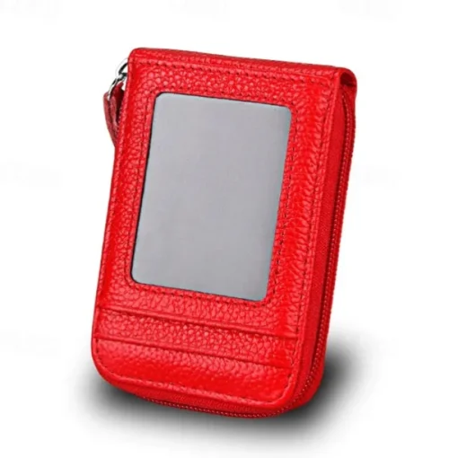 Men's Women's Wallet Credit Card Holder Wallet PU Leather Outdoor Shopping Daily Zipper Large Capacity Lightweight Durable Solid Color Black Red Navy Blue