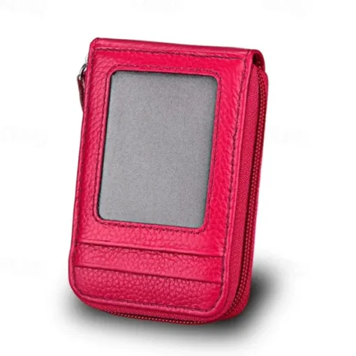 Men's Women's Wallet Credit Card Holder Wallet PU Leather Outdoor Shopping Daily Zipper Large Capacity Lightweight Durable Solid Color Black Red Navy Blue