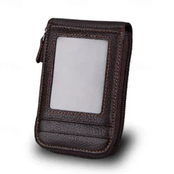 Men's Women's Wallet Credit Card Holder Wallet PU Leather Outdoor Shopping Daily Zipper Large Capacity Lightweight Durable Solid Color Black Red Navy Blue