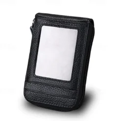 Men's Women's Wallet Credit Card Holder Wallet PU Leather Outdoor Shopping Daily Zipper Large Capacity Lightweight Durable Solid Color Black Red Navy Blue