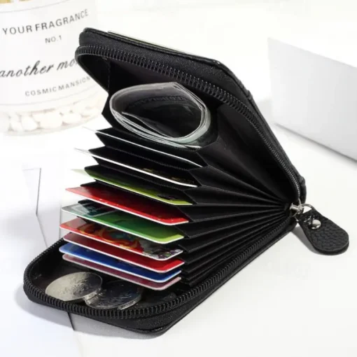 Men's Women's Wallet Credit Card Holder Wallet PU Leather Outdoor Shopping Daily Zipper Large Capacity Lightweight Durable Solid Color Black Red Navy Blue