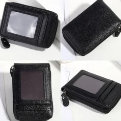 Men's Women's Wallet Credit Card Holder Wallet PU Leather Outdoor Shopping Daily Zipper Large Capacity Lightweight Durable Solid Color Black Red Navy Blue