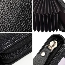 Men's Women's Wallet Credit Card Holder Wallet PU Leather Outdoor Shopping Daily Zipper Large Capacity Lightweight Durable Solid Color Black Red Navy Blue