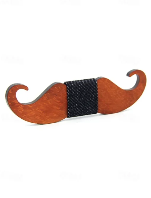 Men's Wooden Laser-Cut Bow Tie with Black Denim Accent – Stylish and Unique Fashion Accessory for Weddings, Parties and Formal Occasions