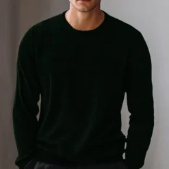 Men's Wool Pullover Sweater Jumper Knit Solid Color Crew Neck Knitwear Elegant Christmas Outdoor Clothing Apparel Fall Winter Wine Red Dark Green S M L