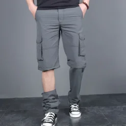 Men's Work Pants Convertible Pants / Zip Off Pants Hiking Pants Trousers Summer Outdoor Regular Fit Ripstop Breathable Lightweight Soft Nylon Bottoms Army Green Grey Khaki Hunting Fishing Climbing M