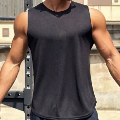 Men's Workout Tank Top Running Tank Top Gym Tank Top Sleeveless Vest / Gilet Casual Athleisure Quick Dry Soft Breathable Gym Workout Walking Jogging Sportswear Activewear Solid Colored Black White