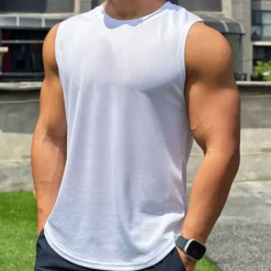 Men's Workout Tank Top Running Tank Top Gym Tank Top Sleeveless Vest / Gilet Casual Athleisure Quick Dry Soft Breathable Gym Workout Walking Jogging Sportswear Activewear Solid Colored Black White