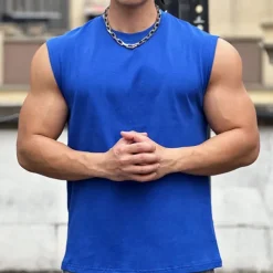 Men's Workout Tank Top Running Tank Top Gym Tank Top Sleeveless Vest / Gilet Casual Athleisure Cotton Breathable Quick Dry Soft Gym Workout Running Walking Sportswear Activewear Solid Colored Black