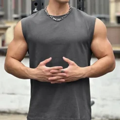 Men's Workout Tank Top Running Tank Top Gym Tank Top Sleeveless Vest / Gilet Casual Athleisure Cotton Breathable Quick Dry Soft Gym Workout Running Walking Sportswear Activewear Solid Colored Black