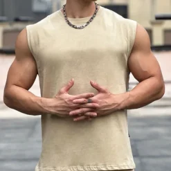 Men's Workout Tank Top Running Tank Top Gym Tank Top Sleeveless Vest / Gilet Casual Athleisure Cotton Breathable Quick Dry Soft Gym Workout Running Walking Sportswear Activewear Solid Colored Black