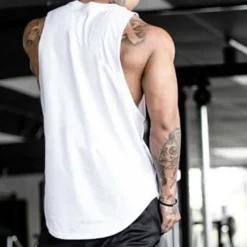 Men's Workout Tank Top Running Tank Top Sleeveless Vest / Gilet Athletic Athleisure Breathable Quick Dry Soft Sweat wicking Fitness Running Jogging Sportswear Activewear Solid Colored White Yellow