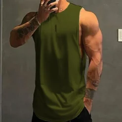 Men's Workout Tank Top Running Tank Top Sleeveless Vest / Gilet Athletic Athleisure Breathable Quick Dry Soft Sweat wicking Fitness Running Jogging Sportswear Activewear Solid Colored White Yellow