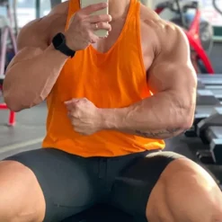 Men's Workout Tank Top Running Tank Top Gym Tank Top Sleeveless Vest / Gilet Casual Athleisure Cotton Breathable Quick Dry Soft Gym Workout Running Walking Sportswear Activewear Solid Colored Black