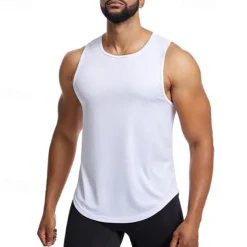 Men's Workout Tank Top Running Tank Top Gym Tank Top Sleeveless Vest / Gilet Casual Athleisure Breathable Quick Dry Soft Gym Workout Running Walking Sportswear Activewear Solid Colored Peacock Blue