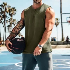 Men's Workout Tank Top Running Tank Top Gym Tank Top Sleeveless Vest / Gilet Casual Athleisure Quick Dry Soft Breathable Gym Workout Walking Jogging Sportswear Activewear Solid Colored Dark Grey