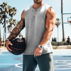 Men's Workout Tank Top Running Tank Top Gym Tank Top Sleeveless Vest / Gilet Casual Athleisure Quick Dry Soft Breathable Gym Workout Walking Jogging Sportswear Activewear Solid Colored Dark Grey