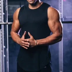 Men's Workout Tank Top Running Tank Top Gym Tank Top Sleeveless Vest / Gilet Casual Athleisure Cotton Breathable Quick Dry Soft Gym Workout Running Walking Sportswear Activewear Solid Colored Dark