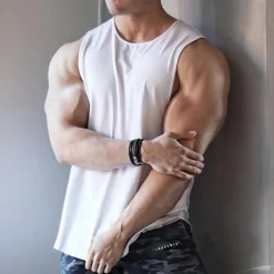 Men's Workout Tank Top Running Tank Top Gym Tank Top Sleeveless Vest / Gilet Casual Athleisure Cotton Breathable Quick Dry Soft Gym Workout Running Walking Sportswear Activewear Solid Colored Dark