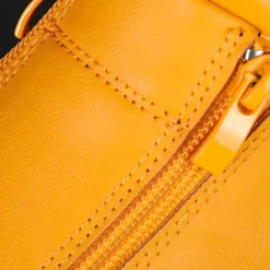 Men's Yellow Leather Slip-On Sneakers with Zipper Closure for Casual Wear