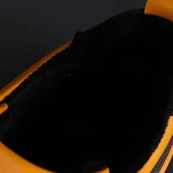 Men's Yellow Leather Slip-On Sneakers with Zipper Closure for Casual Wear