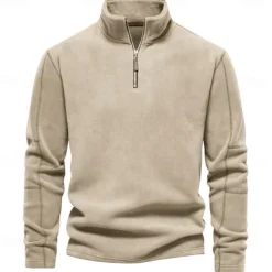 Men's Zip Hoodie Sweatshirt Quarter Zip Sweatshirt Black Blue Brown Green Khaki Half Zip Plain Sports & Outdoor Casual Daily non-printing Active Cool Casual Spring & Fall Autumn / Fall Clothing