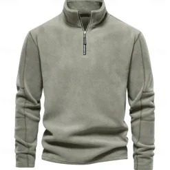 Men's Zip Hoodie Sweatshirt Quarter Zip Sweatshirt Black Blue Brown Green Khaki Half Zip Plain Sports & Outdoor Casual Daily non-printing Active Cool Casual Spring & Fall Autumn / Fall Clothing