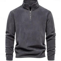 Men's Zip Hoodie Sweatshirt Quarter Zip Sweatshirt Black Blue Brown Green Khaki Half Zip Plain Sports & Outdoor Casual Daily non-printing Active Cool Casual Spring & Fall Autumn / Fall Clothing