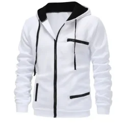 Men's Zip Up Hoodie Zip Up Hoodies Black White Wine Camel Dark Gray Hooded Color Block Zip Up Pocket Sports & Outdoor Daily Sports Polyester Streetwear Cool Casual Spring & Fall Clothing Apparel