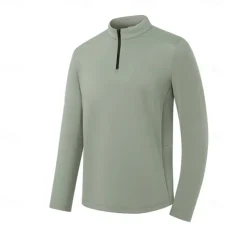 Men's Zip Up Hoodies Quarter Zip Sweatshirt Black Light Green Dark Gray Beige Standing Collar Plain Cool Casual Athletic Clothing Apparel Hoodies Sweatshirts Long Sleeve