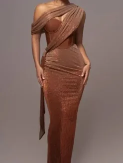 Mermaid / Trumpet Party Dresses Elegant Dress Wedding Wedding Guest Ankle Length Sleeveless Strapless Satin with Glitter