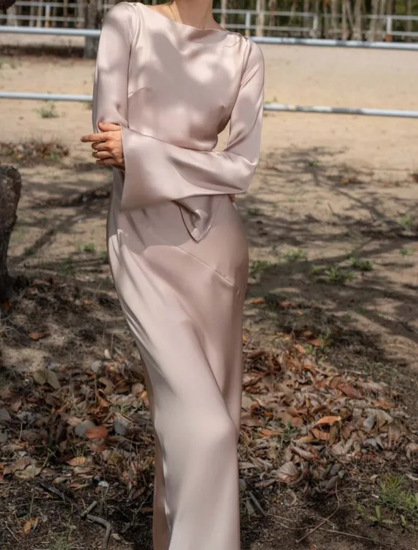 Mermaid / Trumpet Party Dresses Elegant Dress Wedding Wedding Guest Floor Length Long Sleeve Off Shoulder Polyester Backless with Strappy Derby Dresses