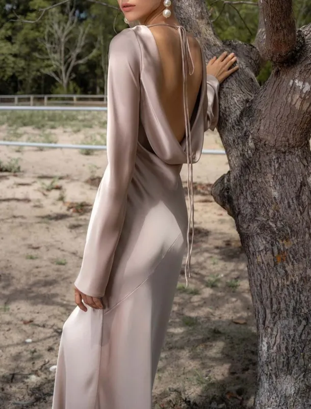 Mermaid / Trumpet Party Dresses Elegant Dress Wedding Wedding Guest Floor Length Long Sleeve Off Shoulder Polyester Backless with Strappy Derby Dresses